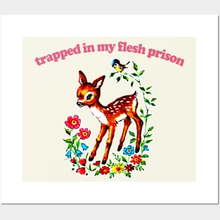 Trapped In My Flesh Prison  / Retro 80s Style Cartoon Nihilism Design Posters and Art